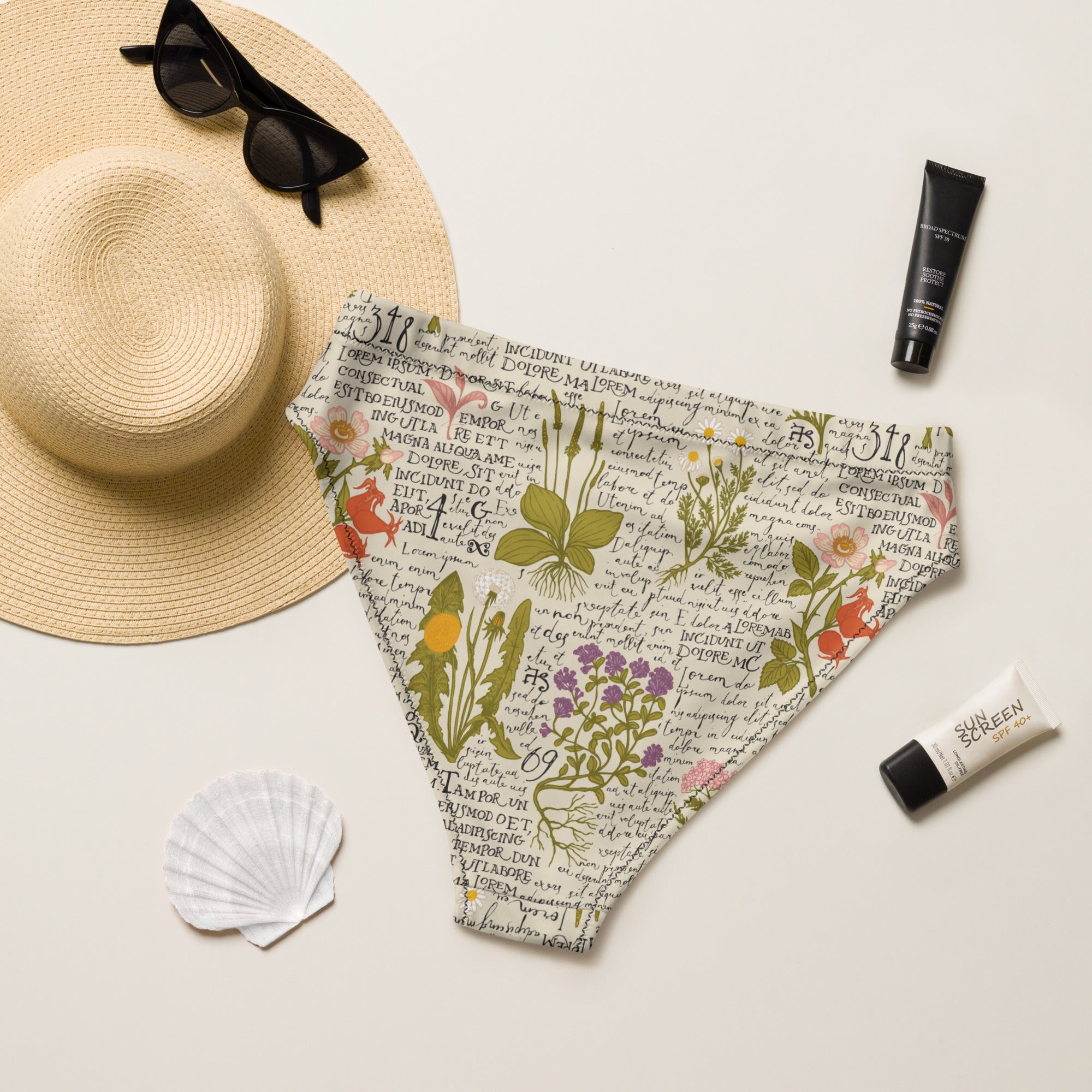 Recycled Herbalist high-waisted bikini bottom