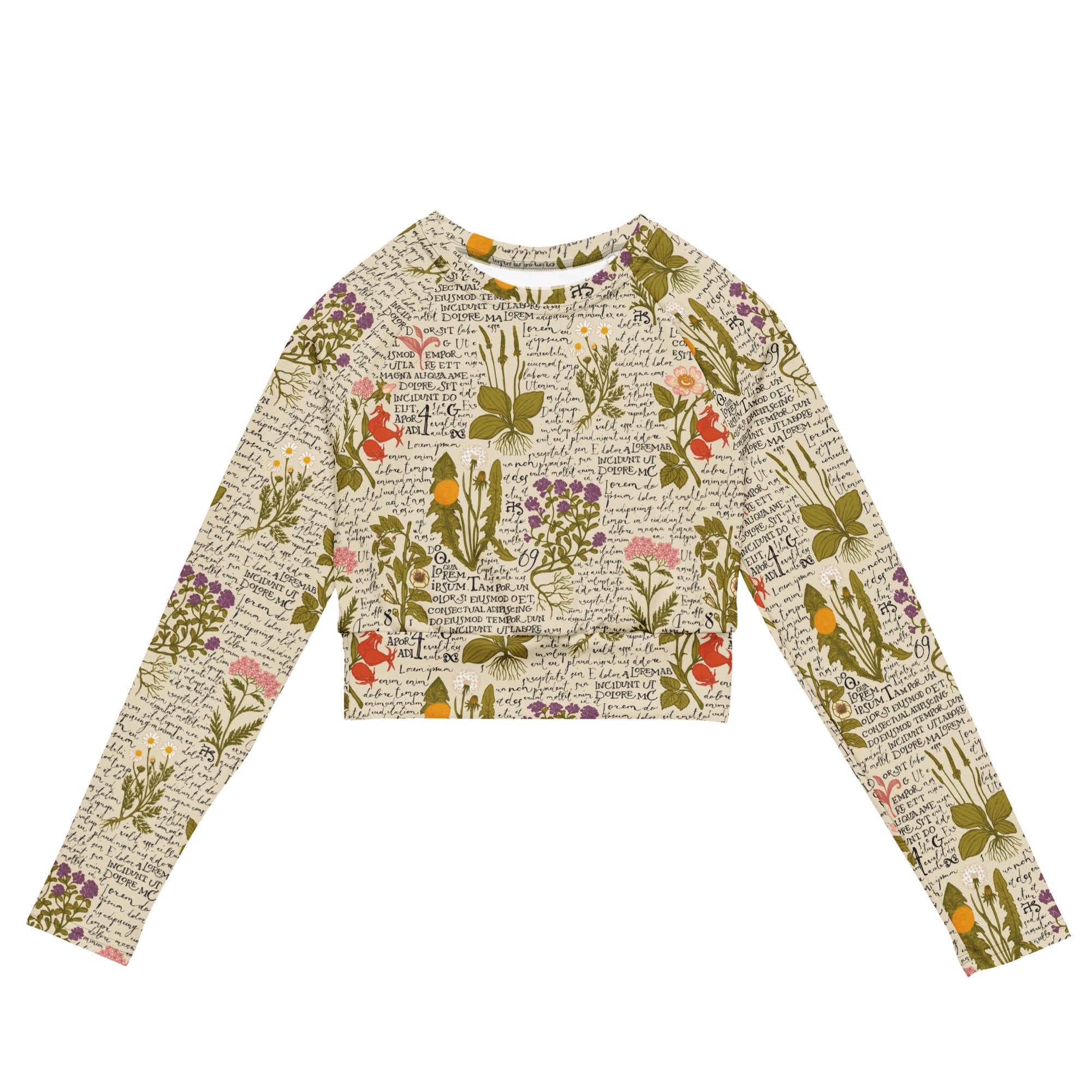 Recycled Herbalist long-sleeve crop top